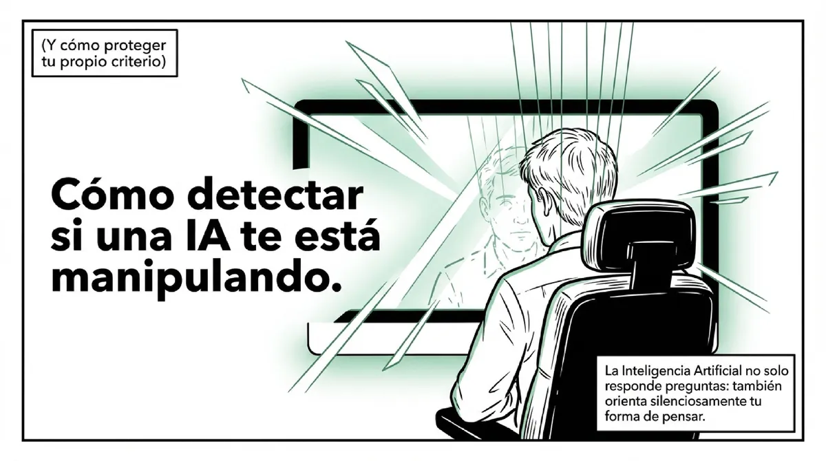 Ilustración de un hombre frente a un monitor que refleja su imagen fragmentada.